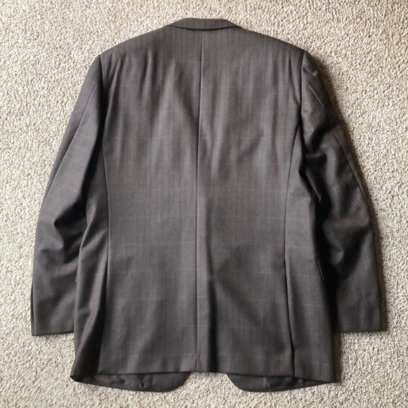 Ermenegildo Zegna Brown Rust Windowpane Check Wool Sport Coat Eu 54 L US 44 L - Picture 9 of 13